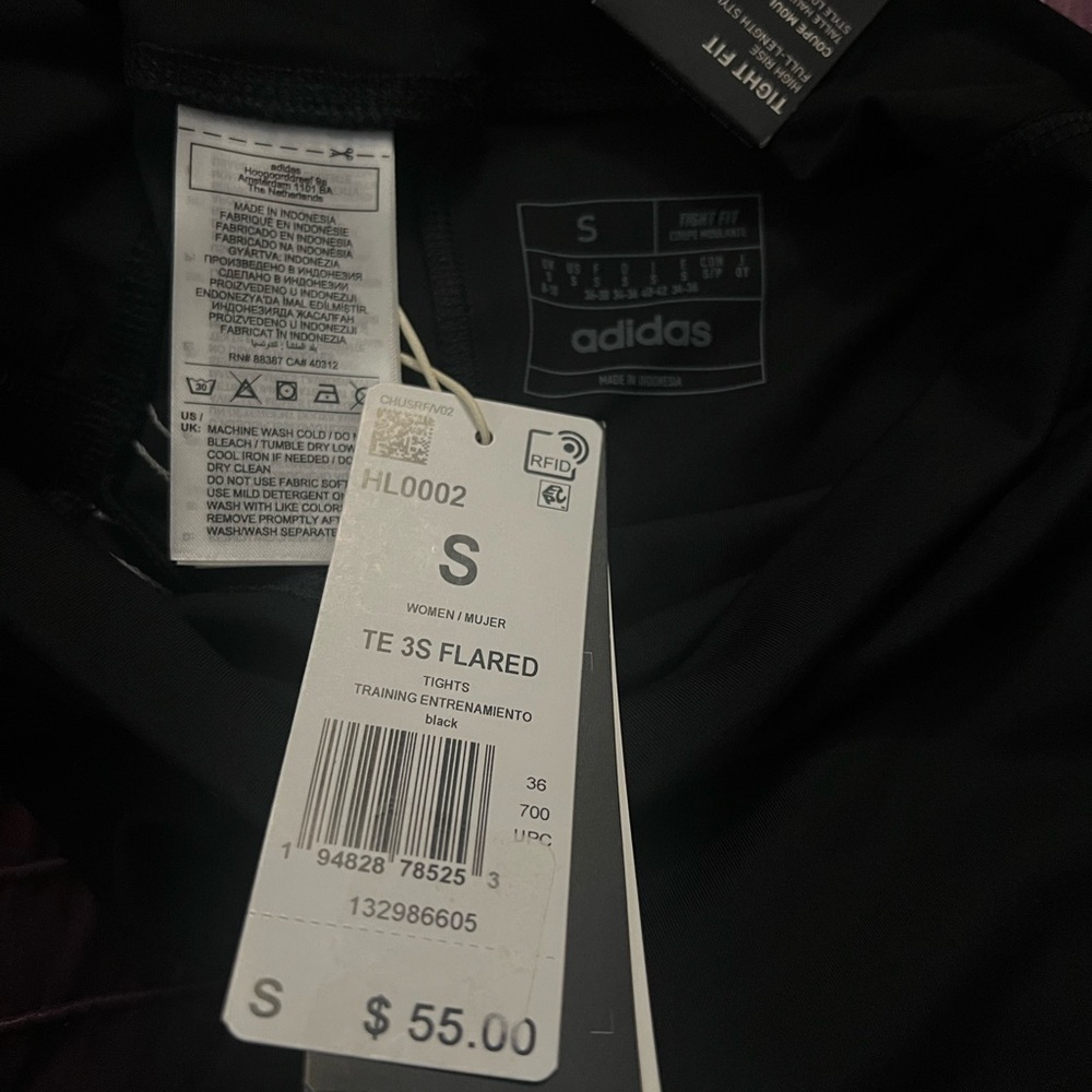 adidas Black Leggings with White Accents - NWT - Womens small - Picture 2 of 6